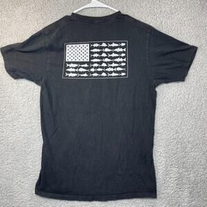 Columbia Shirt Mens Medium Black Graphic Fishing American Flag Short Sleeve Tee